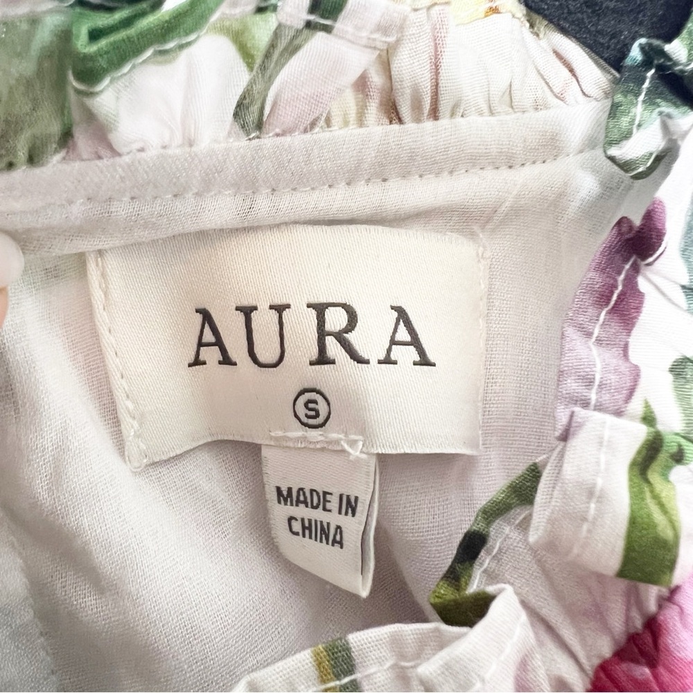 NEW with tags Aura Floral Tiered Mini Dress with Ruffle Sleeves Size Small - Picture 4 of 5